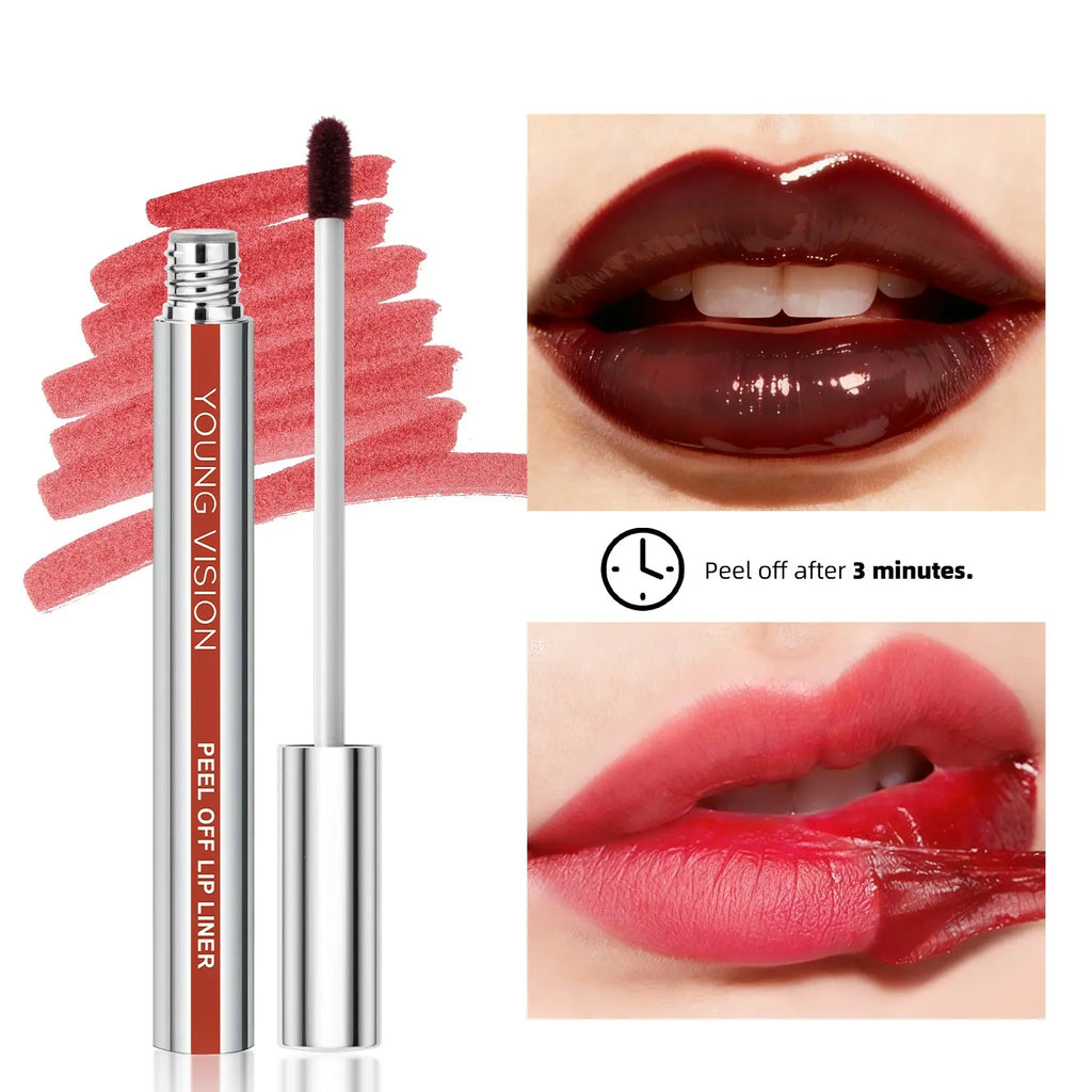YOUNG VISION Lip Liner Set, 3-Piece Peel-Off Lipstick, New Formula Upgrade, Matte Finish, Long-Lasting, Non-Fading, Perfect for Daily Use