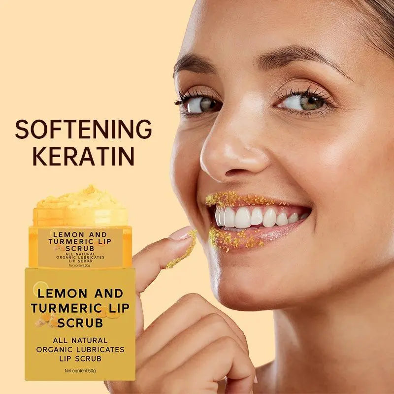 Lip Scrub Set with Lemon and Turmeric Lip Exfoliator Paste and Lip Brush, Brightening Lip Care Kit, Lip Treatments, 1 Piece, Non-Flammable Aerosol Safe, Exfoliant