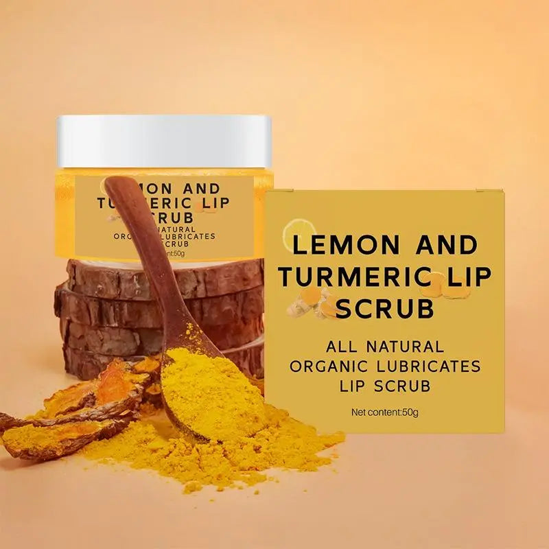 Lip Scrub Set with Lemon and Turmeric Lip Exfoliator Paste and Lip Brush, Brightening Lip Care Kit, Lip Treatments, 1 Piece, Non-Flammable Aerosol Safe, Exfoliant