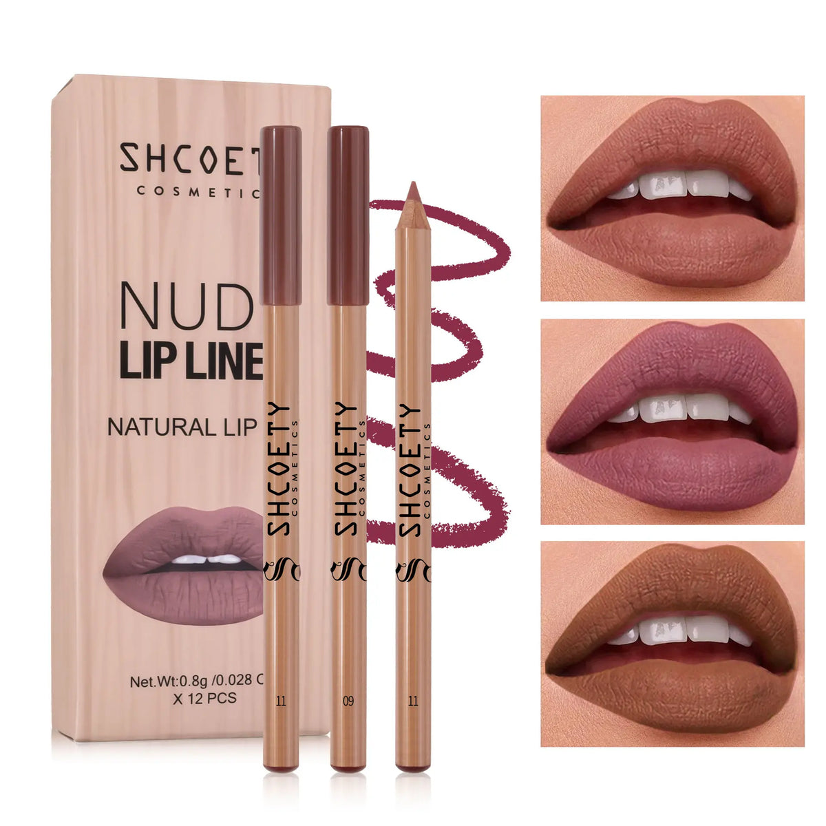 12-Shade Precision Ombré Lip Liner Set Waterproof Smudge-Proof Transfer-Proof Ultra Creamy Matte Lip Pencil Pack with Shade Formula Guide - 3D Plumping Lip Contour Combo for Dark Skin & All Skin Tones - Nude Mauve Brown Makeup Gift