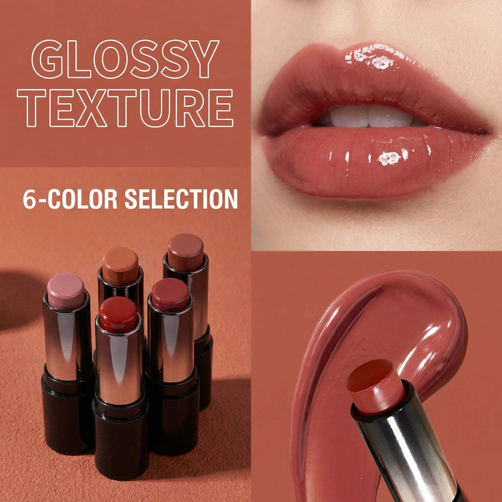 6Pcs Hydrating Glossy Lipstick Set, Trendy High Shine Lip Makeup, Long Lasting Nourishing Formula, Non Drying Plumping Anti-Crack Lip Care, Waterproof Non-Stick Cup, 6 Versatile Shades for Daily & Party Looks, Ideal Beauty Gift for Women Hydrate Cosmetic,