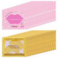 30 Pairs 24 Karat Gold Crystal Gel Collagen Skincare Set for Adults - Moisturizing Repair Firming Brightening Lip Masks & under Eye Patches for Puffy Eyes, Dark Circles, Wrinkles, Moisturizer, Collagen Powder