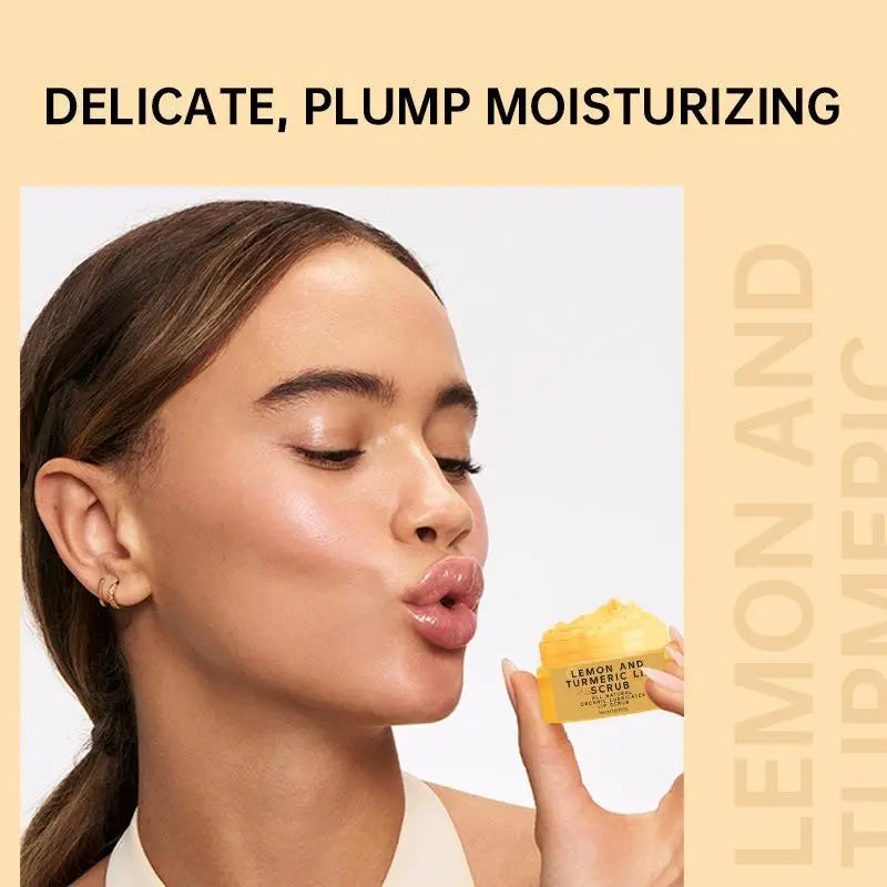 Lip Scrub Set with Lemon and Turmeric Lip Exfoliator Paste and Lip Brush, Brightening Lip Care Kit, Lip Treatments, 1 Piece, Non-Flammable Aerosol Safe, Exfoliant