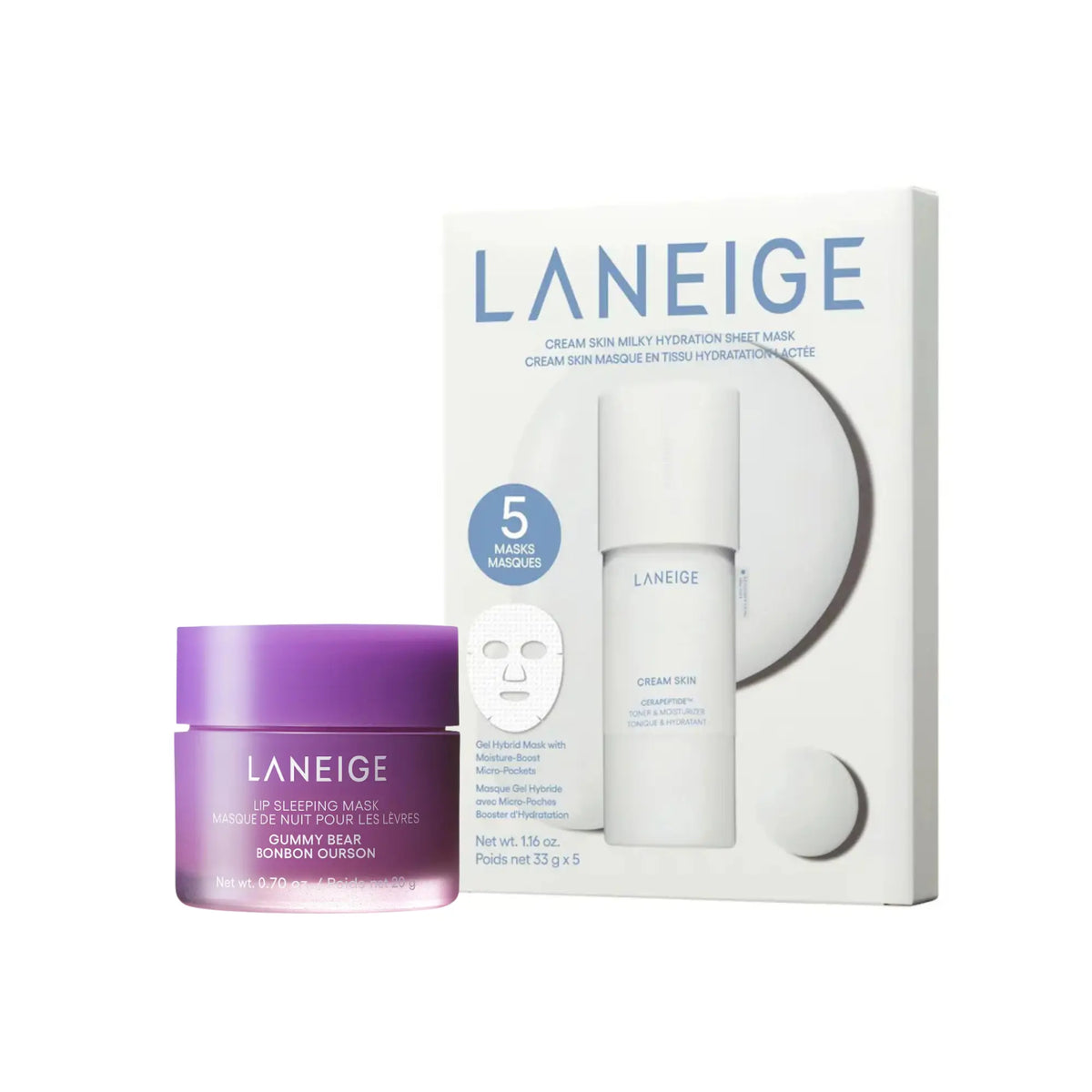 NEW Exclusive Bundle: Laneige Cream Skin Sheet Mask & Lip Sleeping Mask Duo