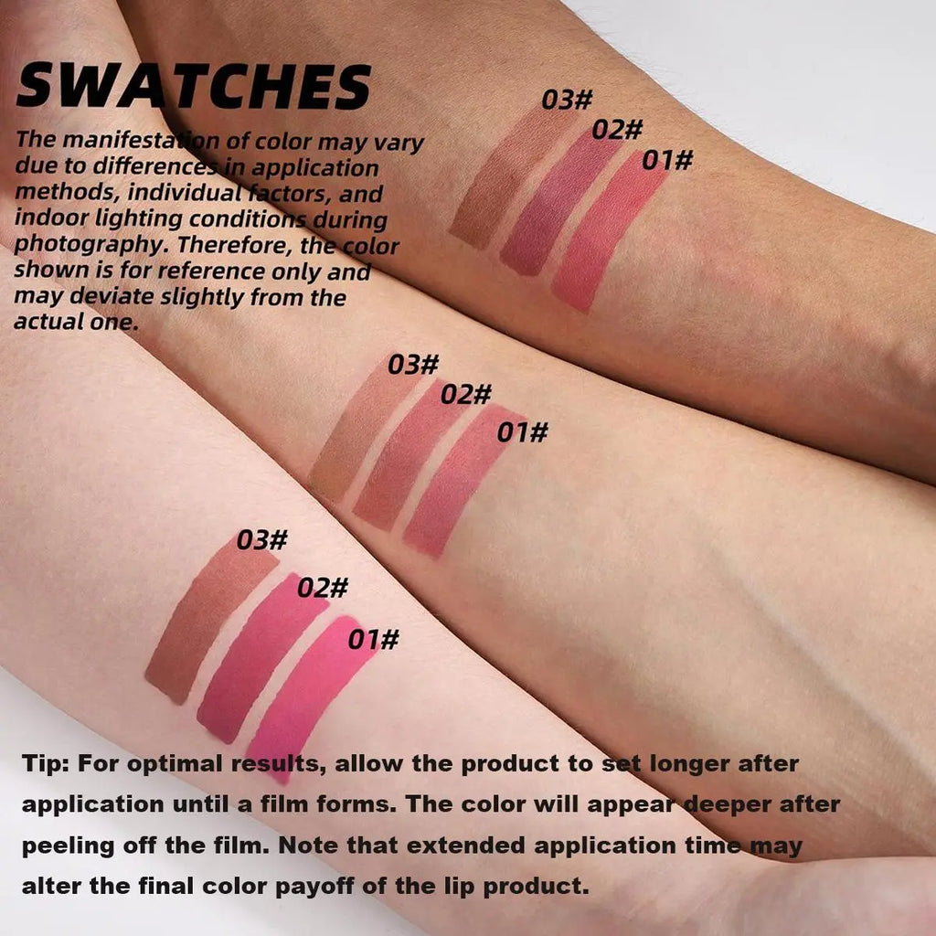 YOUNG VISION Lip Liner Set, 3-Piece Peel-Off Lipstick, New Formula Upgrade, Matte Finish, Long-Lasting, Non-Fading, Perfect for Daily Use