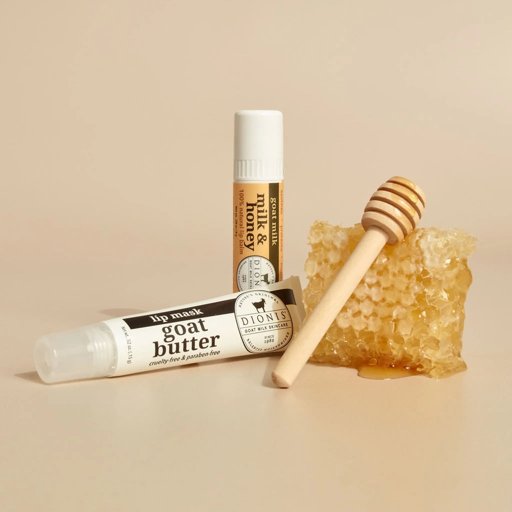 Dionis Milk & Honey Goat Butter Lip Kit - Intense Moisturizing Lip Balm & Lip Mask in Convenient Gift Set