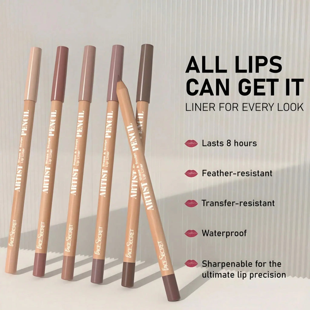 Beauty Glazed 2Pcs/Set Velvet Texture Lip Makeup Set - Lip Liner - Lip Glaze - Waterproof Long-Lasting Matte Effect, Red, Brown, Create Moisturizing Natural Lip Makeup Lip Combo