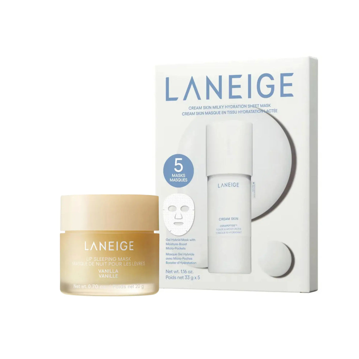 NEW Exclusive Bundle: Laneige Cream Skin Sheet Mask & Lip Sleeping Mask Duo