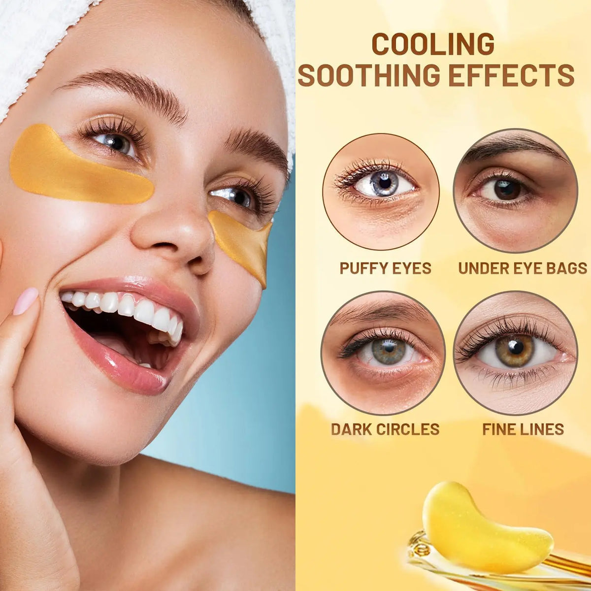 30 Pairs 24 Karat Gold Crystal Gel Collagen Skincare Set for Adults - Moisturizing Repair Firming Brightening Lip Masks & under Eye Patches for Puffy Eyes, Dark Circles, Wrinkles, Moisturizer, Collagen Powder