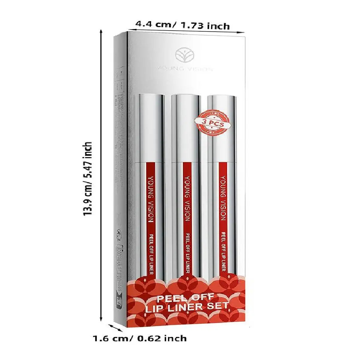 YOUNG VISION Lip Liner Set, 3-Piece Peel-Off Lipstick, New Formula Upgrade, Matte Finish, Long-Lasting, Non-Fading, Perfect for Daily Use