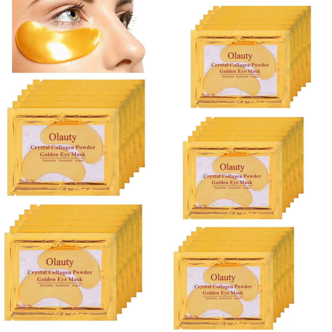 30 Pairs 24 Karat Gold Crystal Gel Collagen Skincare Set for Adults - Moisturizing Repair Firming Brightening Lip Masks & under Eye Patches for Puffy Eyes, Dark Circles, Wrinkles, Moisturizer, Collagen Powder