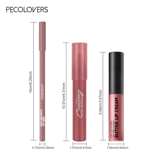 3Pcs/Set 3-In-1 Lip Color Set, Lip Kit Sets, Lip Essentials, Lip Cosmetic, Lip Liner, Creamy Lipstick and High Shine Lip Gloss, Long-Lasting & Non-Sticky Non-Fading