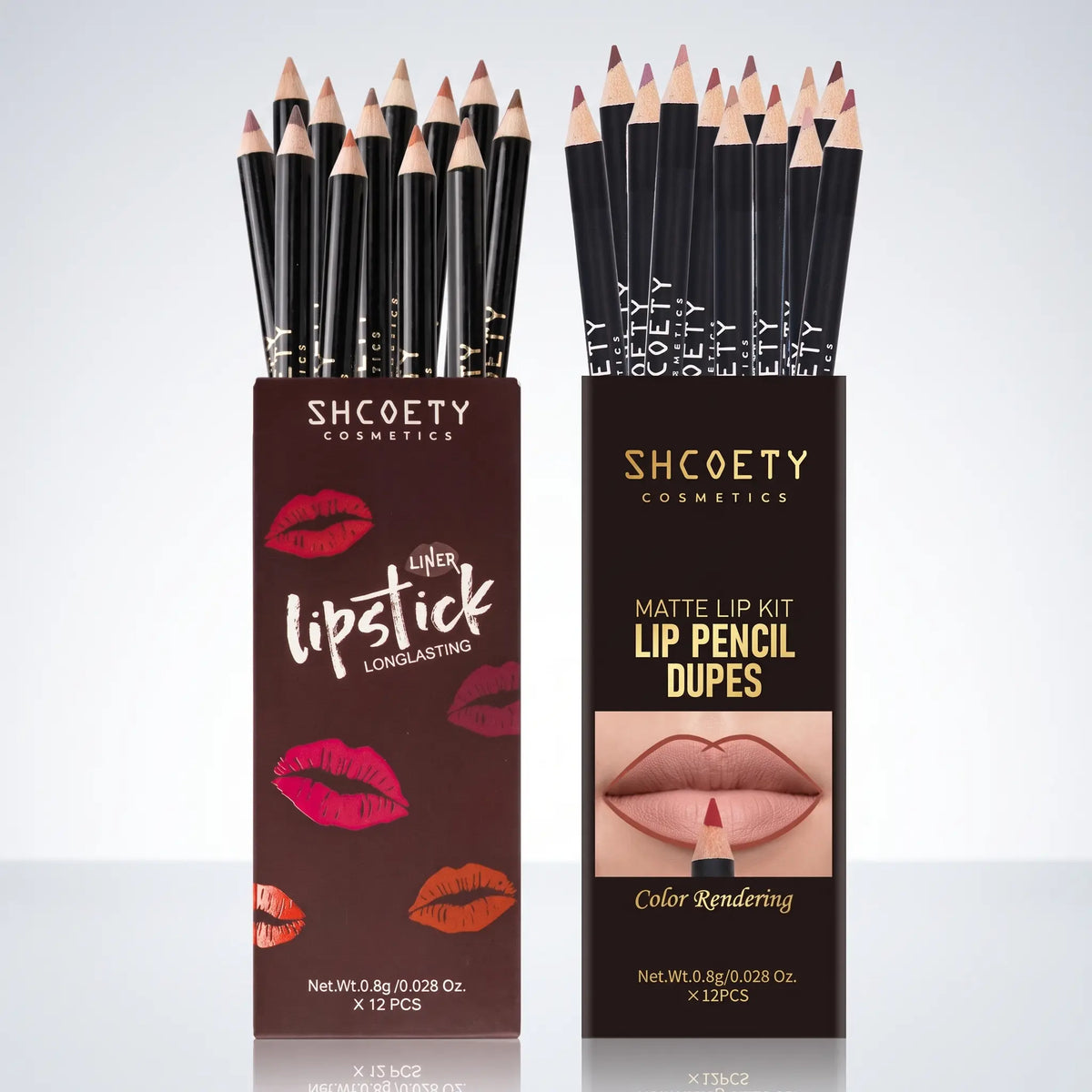 12-Shade Precision Ombré Lip Liner Set Waterproof Smudge-Proof Transfer-Proof Ultra Creamy Matte Lip Pencil Pack with Shade Formula Guide - 3D Plumping Lip Contour Combo for Dark Skin & All Skin Tones - Nude Mauve Brown Makeup Gift