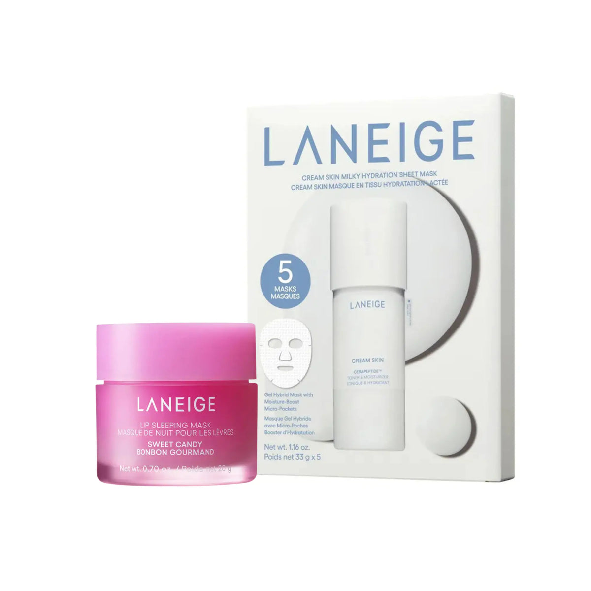 NEW Exclusive Bundle: Laneige Cream Skin Sheet Mask & Lip Sleeping Mask Duo