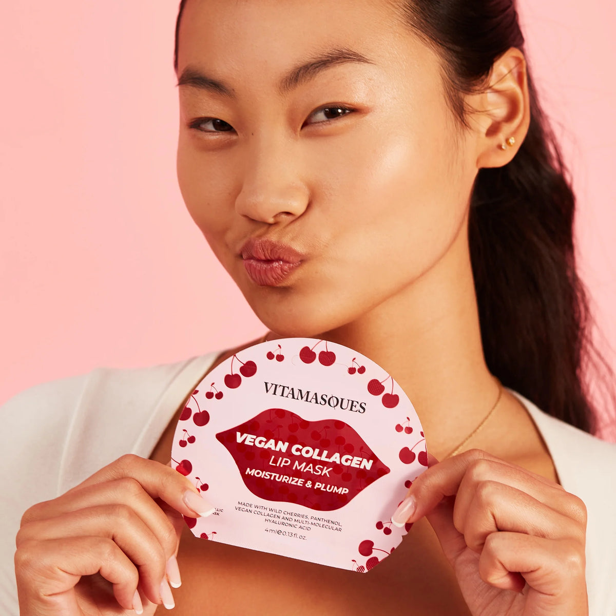 Vitamasques Cherry Vegan Collagen Lip Mask, Moisturize & Plump, One Patch